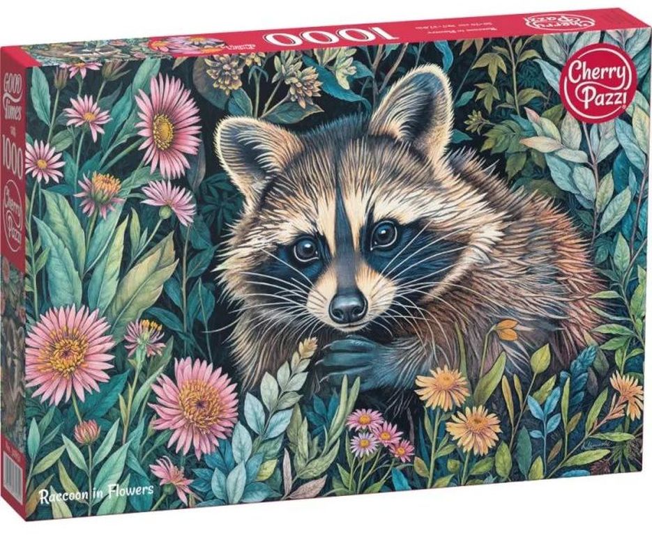 Raccoon in Flowers